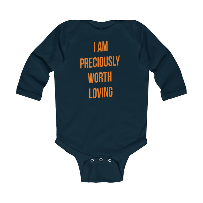 I Am  Preciously Worth Loving Infant Long Sleeve Bodysuit